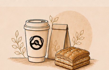 Drive Thru Joe coffee and puff pastry illustration